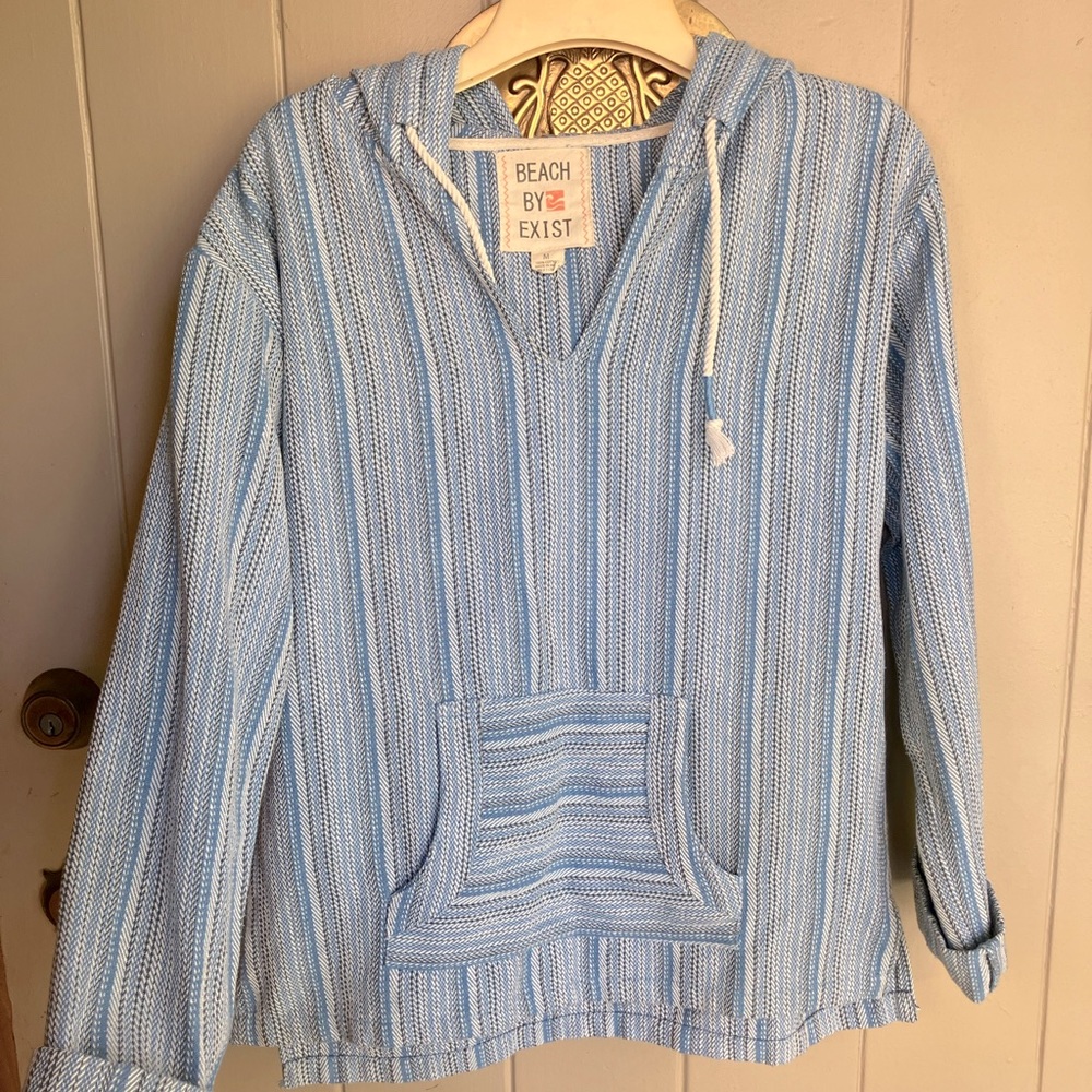 Beach by exist blue stripe hooded top